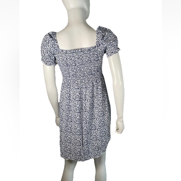 Tuckernuck Sail to Sable Blue White Smocked Nap Dress Puff Short Sleeve Sz S - Picture 2 of 12